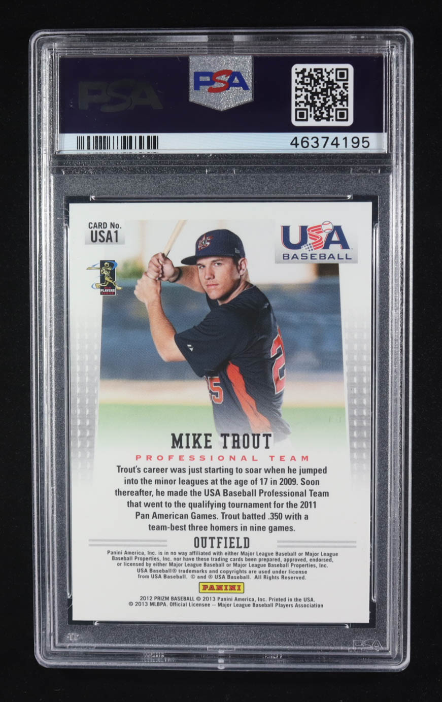 Mike Trout 2012 Panini Prizm USA Baseball #USA1 (PSA 9) at PristineAuction.com Mike Trout 2012 Panini Prizm USA Baseball #USA1 (PSA 9) at PristineAuction.com