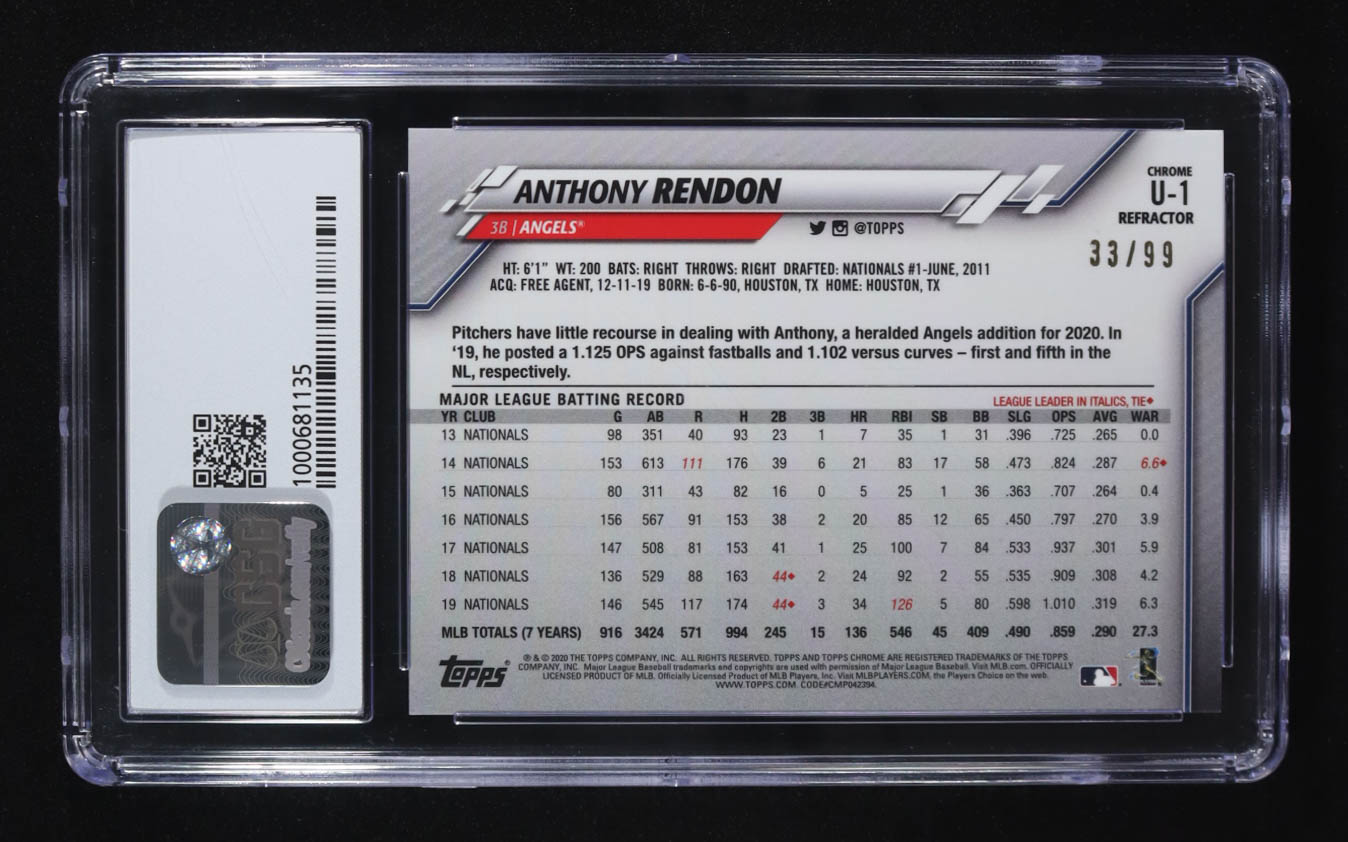 Anthony Rendon 2020 Topps Chrome Update X-Fractor #U-1 (CSG 9) at PristineAuction.com Anthony Rendon 2020 Topps Chrome Update X-Fractor #U-1 (CSG 9) at PristineAuction.com