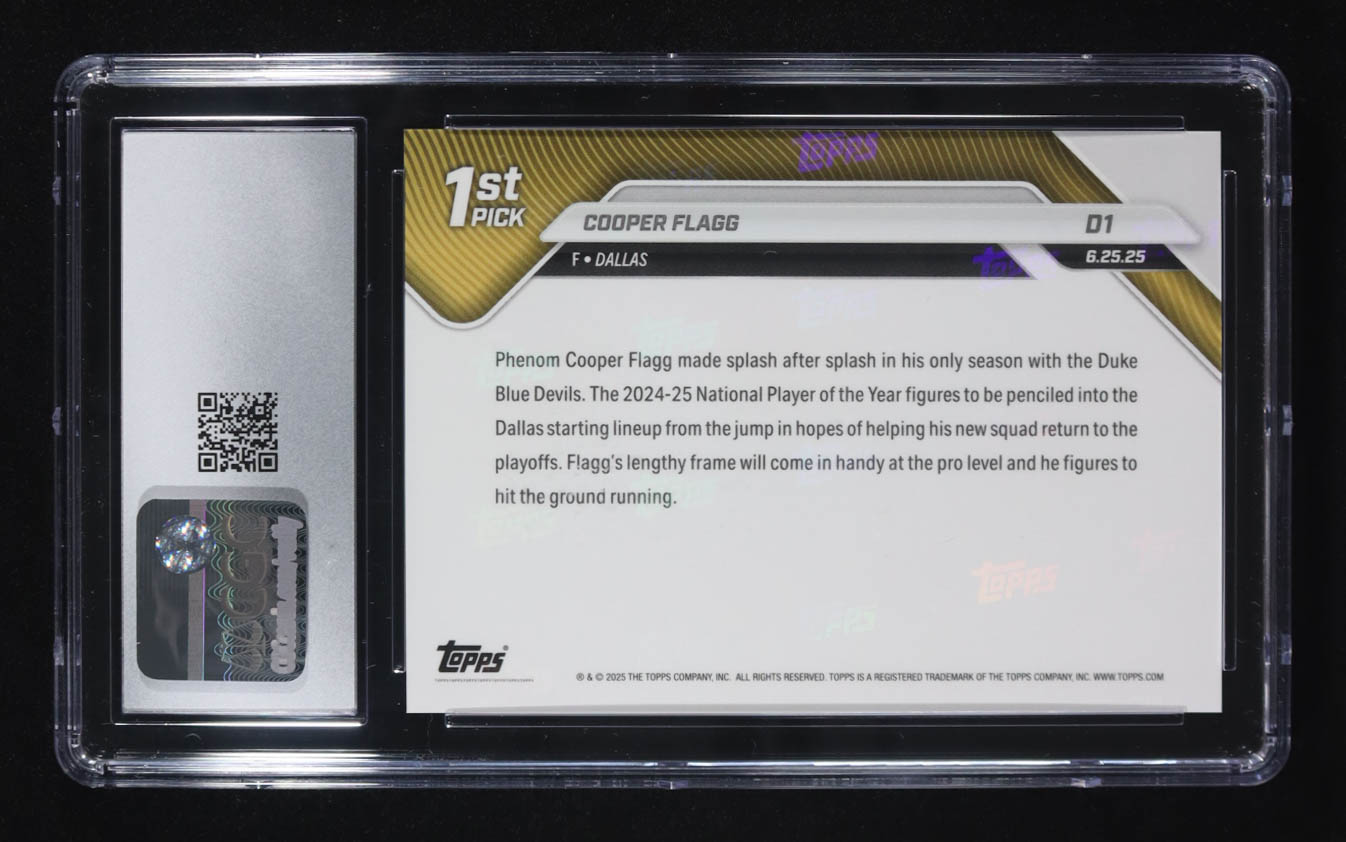 Cooper Flagg 2025-26 Topps Now #D1 RC (CGC 10) at PristineAuction.com Cooper Flagg 2025-26 Topps Now #D1 RC (CGC 10) at PristineAuction.com