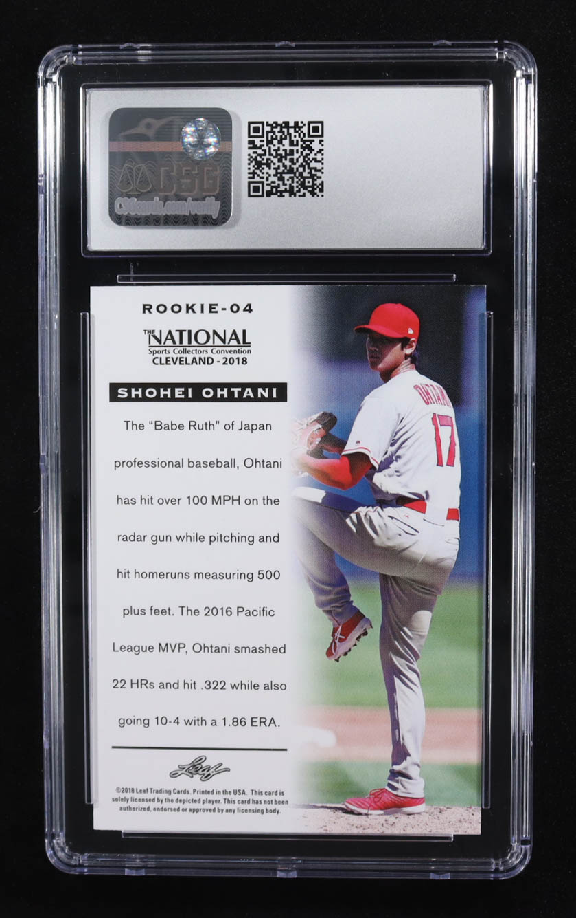 Shohei Ohtani 2018 Leaf The National Rookies Gold #04 RC #33/50 at PristineAuction.com Shohei Ohtani 2018 Leaf The National Rookies Gold #04 RC #33/50 at PristineAuction.com