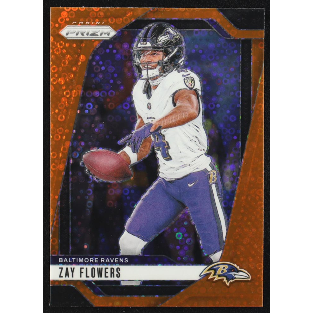 Zay Flowers 2024 Panini Prizm Prizms Orange Disco #21 at PristineAuction.com