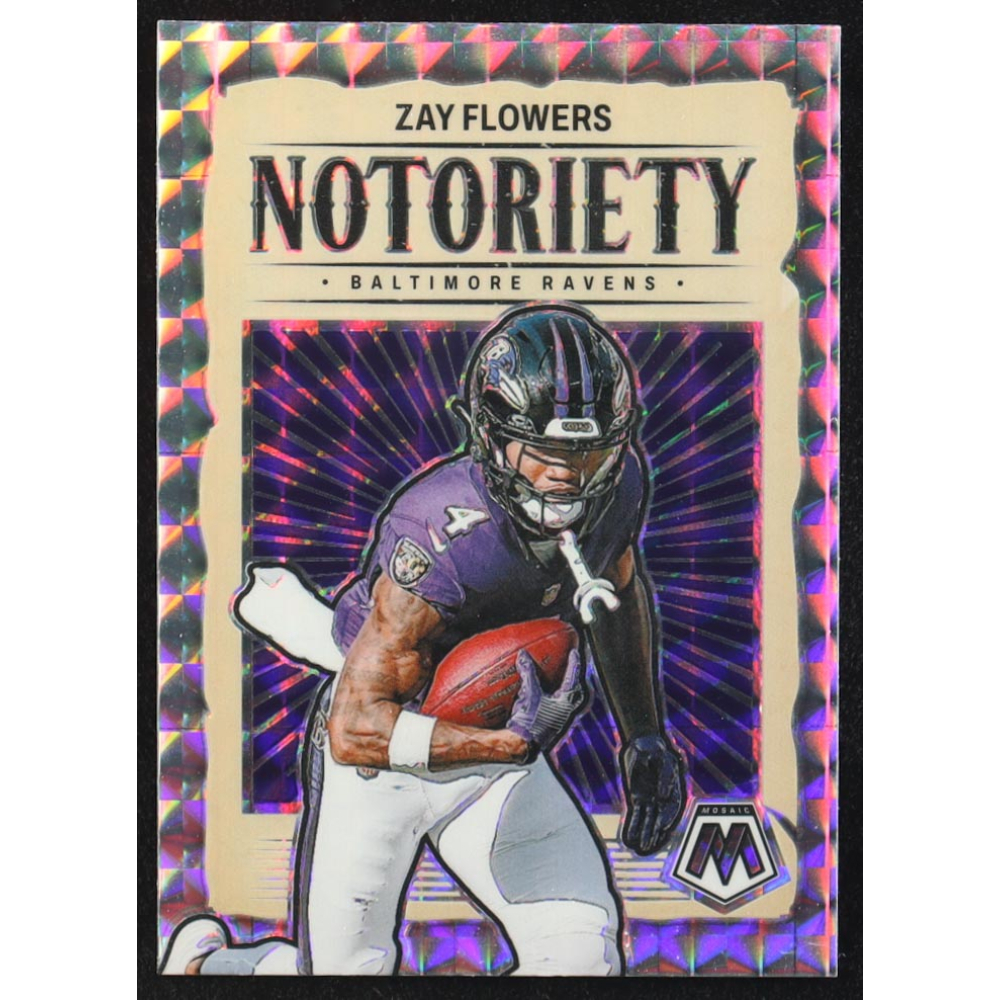 Zay Flowers 2024 Panini Mosaic Notoriety Mosaic #17 at PristineAuction.com