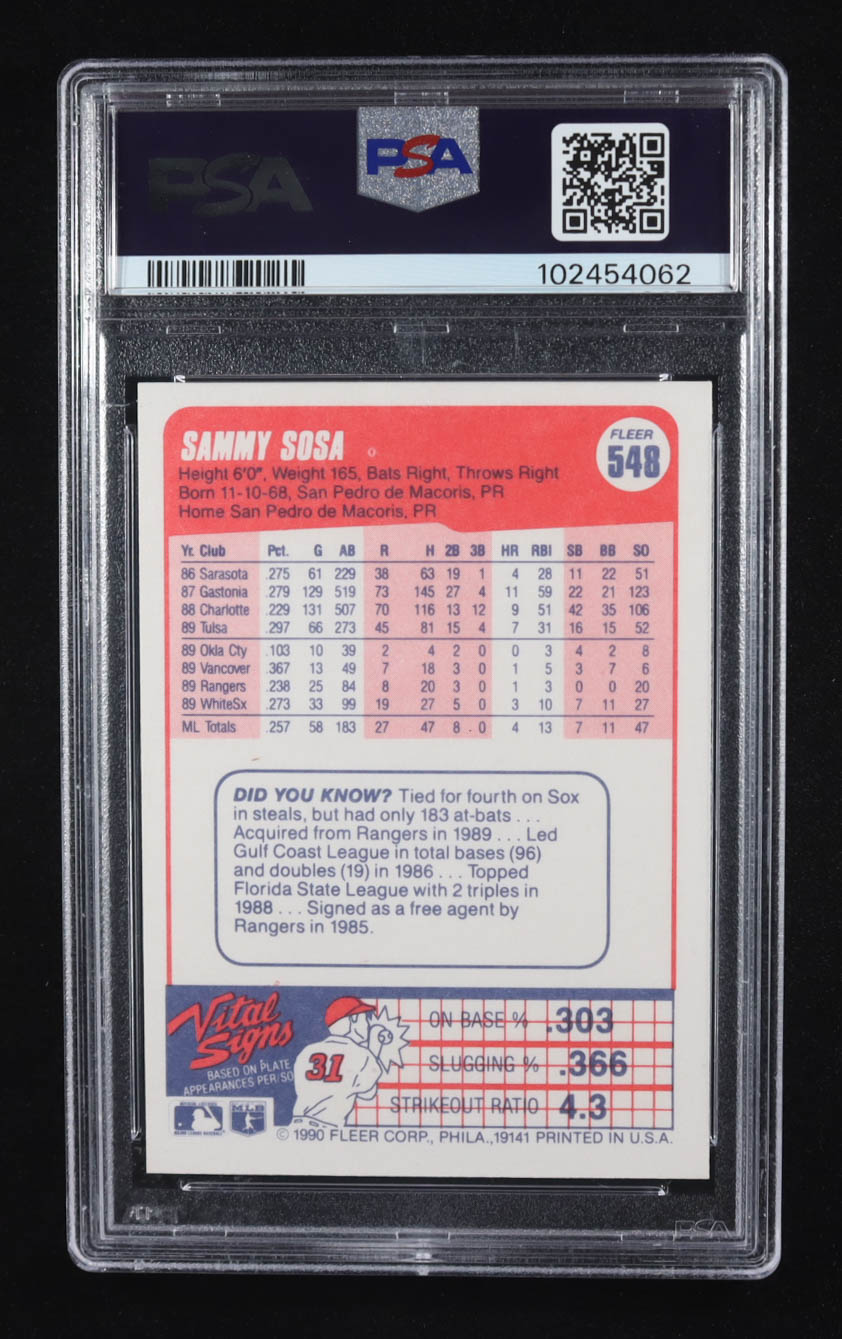 Sammy Sosa 1990 Fleer #548 (PSA 9) at PristineAuction.com Sammy Sosa 1990 Fleer #548 (PSA 9) at PristineAuction.com