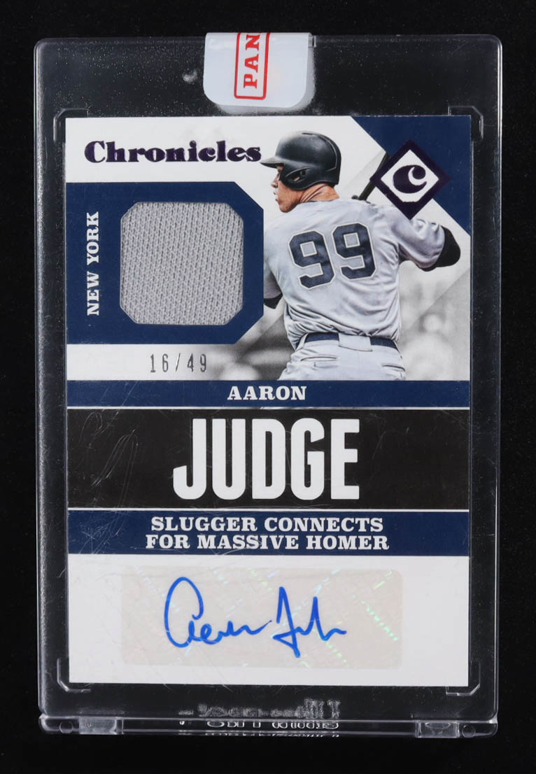 Aaron Judge 2017 Panini Chronicles Patch Auto Purple #CSSAJ RC #16/49 at PristineAuction.com Aaron Judge 2017 Panini Chronicles Patch Auto Purple #CSSAJ RC #16/49 at PristineAuction.com