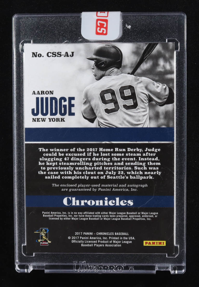 Aaron Judge 2017 Panini Chronicles Patch Auto Purple #CSSAJ RC #16/49 at PristineAuction.com Aaron Judge 2017 Panini Chronicles Patch Auto Purple #CSSAJ RC #16/49 at PristineAuction.com