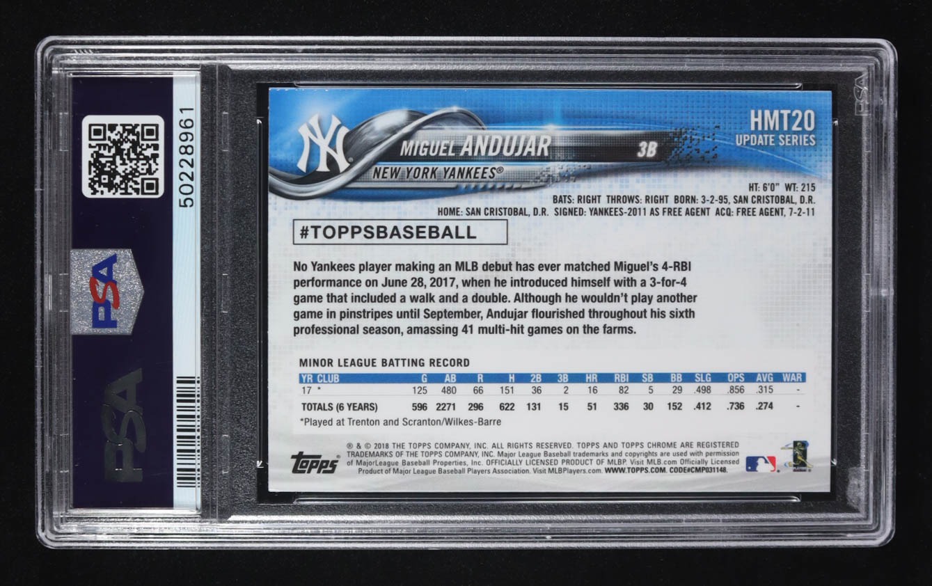 Miguel Andujar 2018 Topps Chrome Update #HMT20 RC (PSA 10) at PristineAuction.com Miguel Andujar 2018 Topps Chrome Update #HMT20 RC (PSA 10) at PristineAuction.com