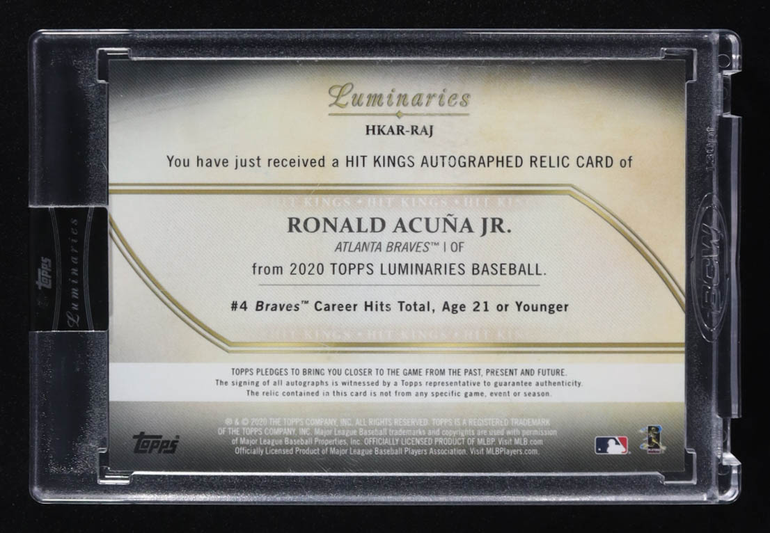 Ronald Acuna Jr. 2020 Topps Luminaries Hit Kings Blue #HKAR-RAJ #08/10 at PristineAuction.com Ronald Acuna Jr. 2020 Topps Luminaries Hit Kings Blue #HKAR-RAJ #08/10 at PristineAuction.com