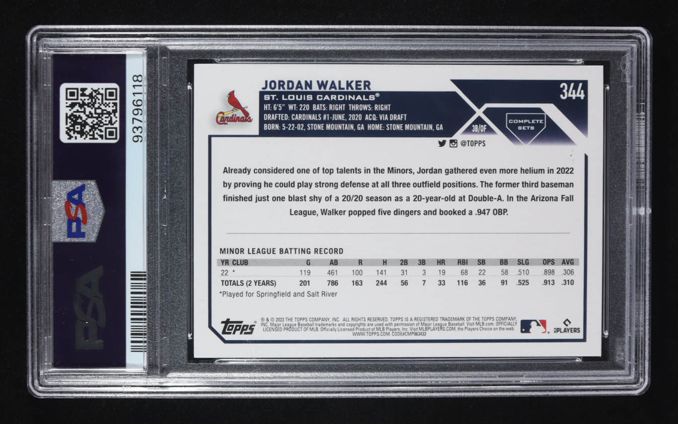 Jordan Walker 2023 Topps Complete Set SP #344 RC (PSA 9) at PristineAuction.com Jordan Walker 2023 Topps Complete Set SP #344 RC (PSA 9) at PristineAuction.com