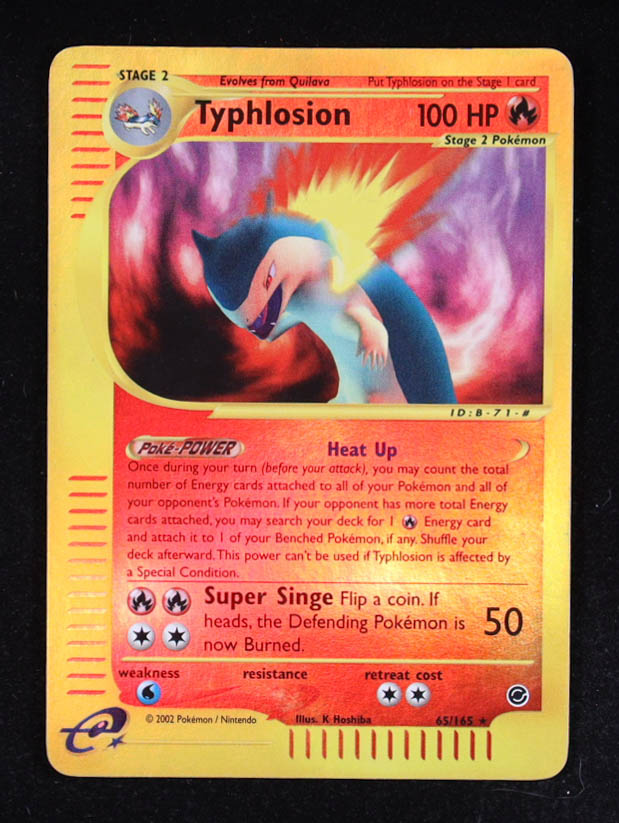 Typhlosion R 2002 Pokemon-e Expedition Base Set Reverse Foil #65 at PristineAuction.com Typhlosion R 2002 Pokemon-e Expedition Base Set Reverse Foil #65 at PristineAuction.com