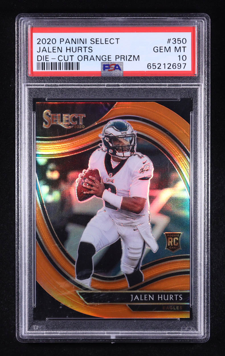 Jalen Hurts 2020 Select Die-Cut Orange Prizm #350 RC (PSA 10) at PristineAuction.com Jalen Hurts 2020 Select Die-Cut Orange Prizm #350 RC (PSA 10) at PristineAuction.com