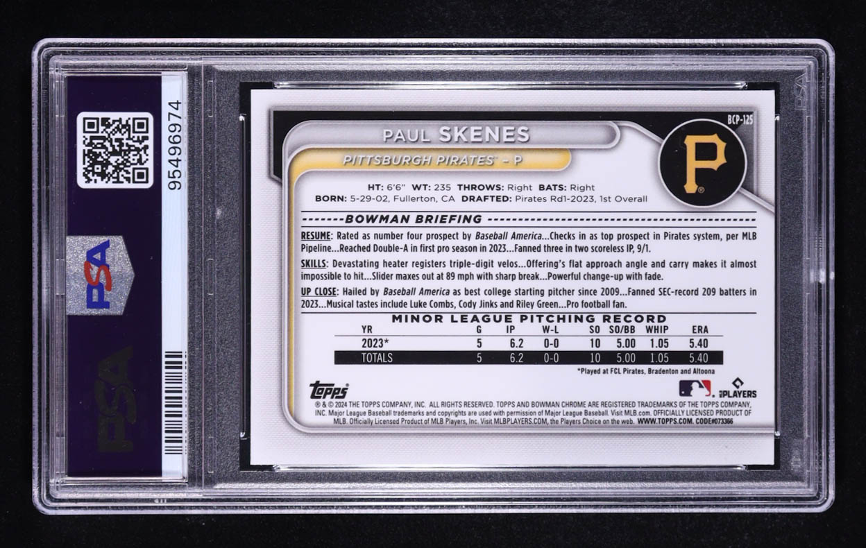 Paul Skenes 2024 Bowman Chrome Prospects Mega Box #125 RC (PSA 10) at PristineAuction.com Paul Skenes 2024 Bowman Chrome Prospects Mega Box #125 RC (PSA 10) at PristineAuction.com