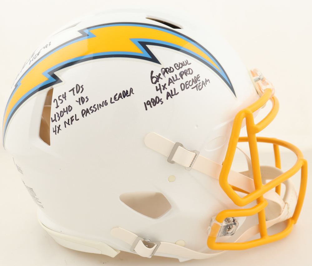 Dan Fouts Signed Chargers Full-Size Authentic On-Field Speed Helmet with Multiple Inscriptions (Beckett) at PristineAuction.com Dan Fouts Signed Chargers Full-Size Authentic On-Field Speed Helmet with Multiple Inscriptions (Beckett) at PristineAuction.com