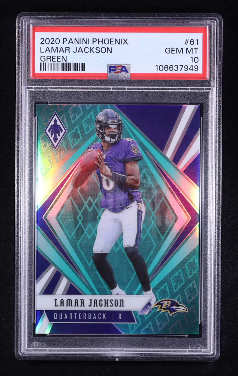 Lamar Jackson 2020 Panini Phoenix Green #61 (PSA 10) at PristineAuction.com Lamar Jackson 2020 Panini Phoenix Green #61 (PSA 10) at PristineAuction.com