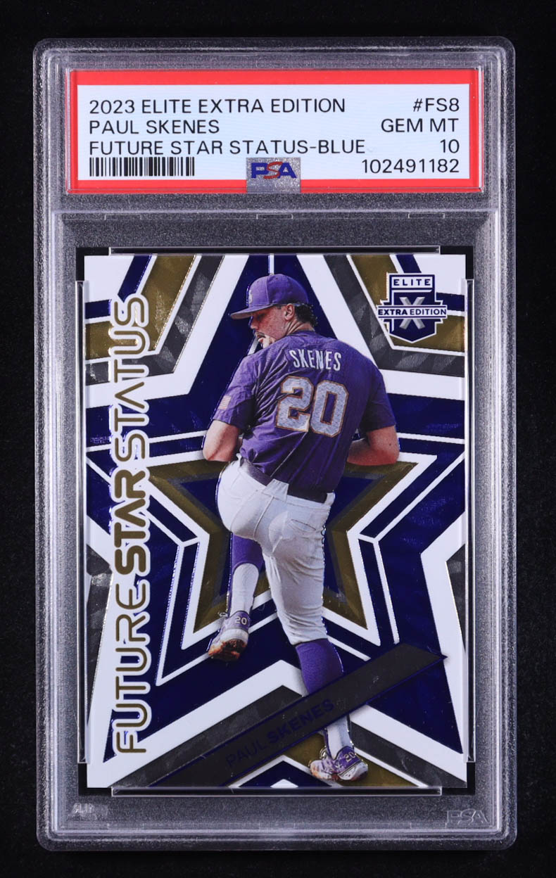 Paul Skenes 2023 Elite Extra Edition Future Star Status Blue #FS8 #66/199 RC (PSA 10) at PristineAuction.com Paul Skenes 2023 Elite Extra Edition Future Star Status Blue #FS8 #66/199 RC (PSA 10) at PristineAuction.com