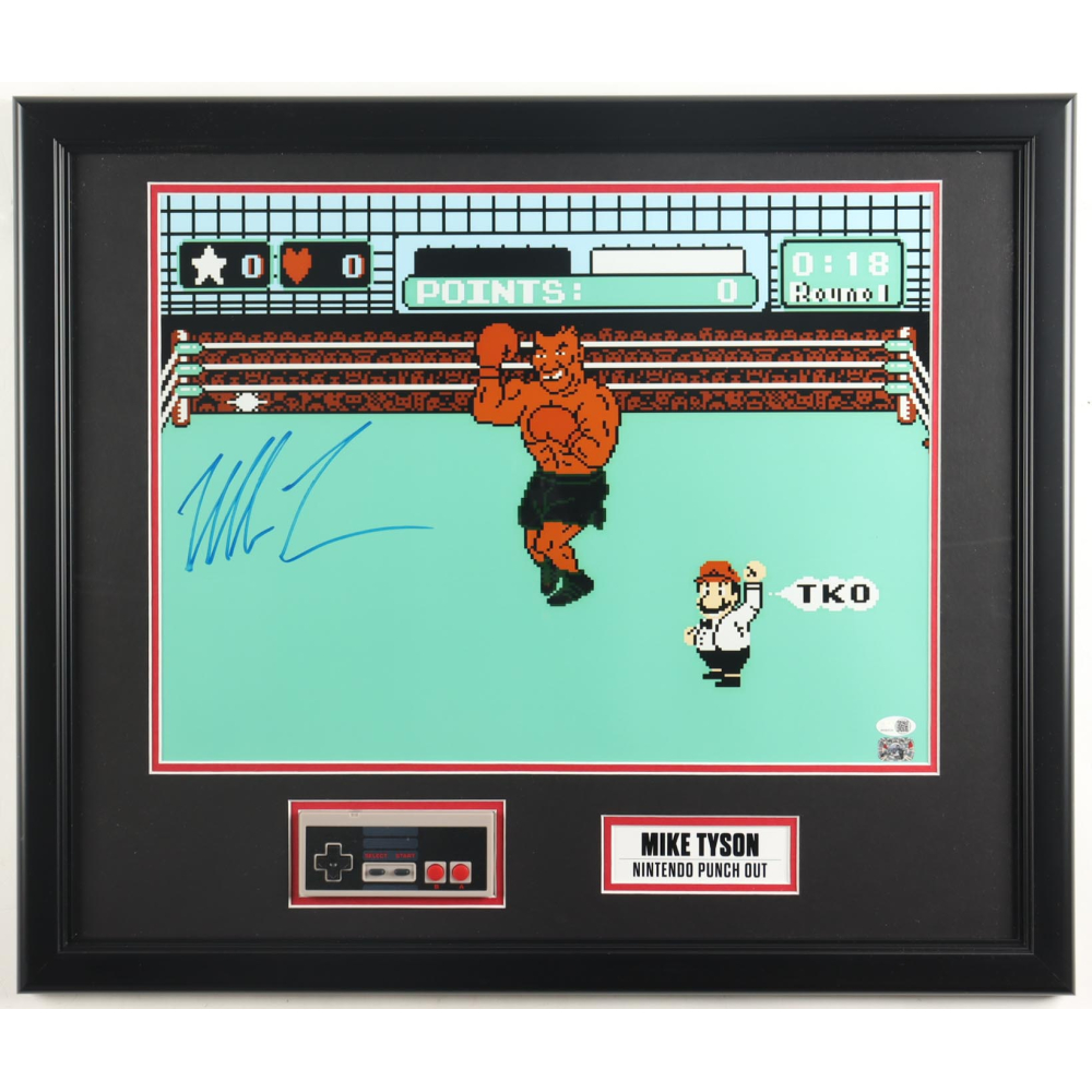 Mike Tyson Signed "Punch-Out!!" Custom Framed Photo Display With Nintendo Controller (JSA & Tyson) at PristineAuction.com Mike Tyson Signed "Punch-Out!!" Custom Framed Photo Display With Nintendo Controller (JSA & Tyson) at PristineAuction.com