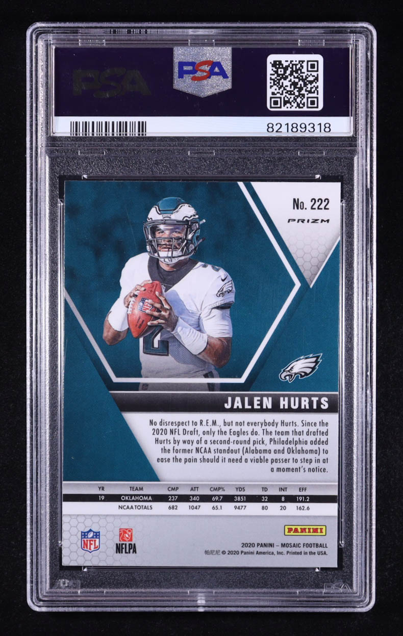 Jalen Hurts 2020 Mosais Mosaic Green #222 RC (PSA 10) at PristineAuction.com Jalen Hurts 2020 Mosais Mosaic Green #222 RC (PSA 10) at PristineAuction.com