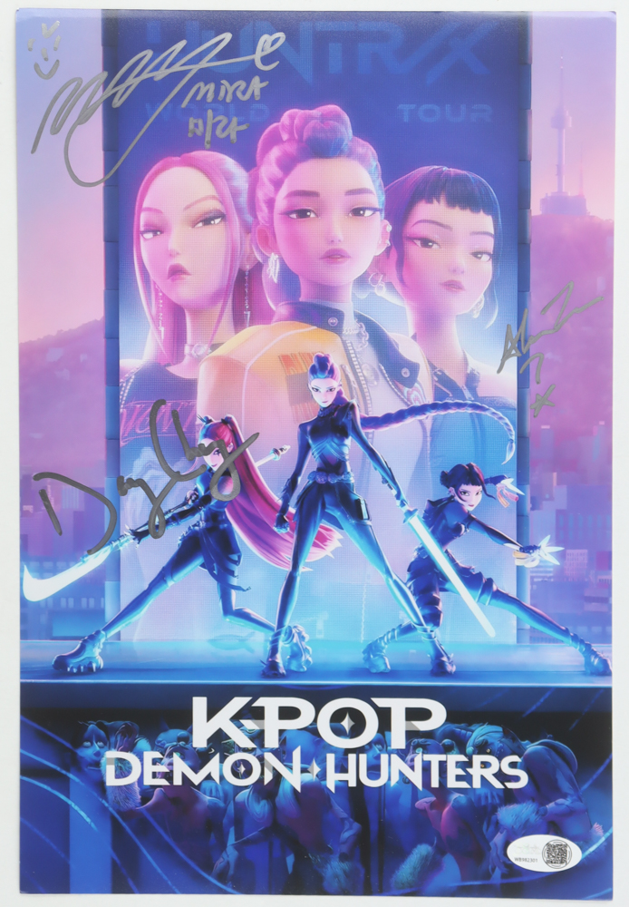 May hong, Danny Chung, Alan lee Signed "K-Pop Demon Hunters" 8x12 Photo With Inscriptions (JSA) at PristineAuction.com May hong, Danny Chung, Alan lee Signed "K-Pop Demon Hunters" 8x12 Photo With Inscriptions (JSA) at PristineAuction.com