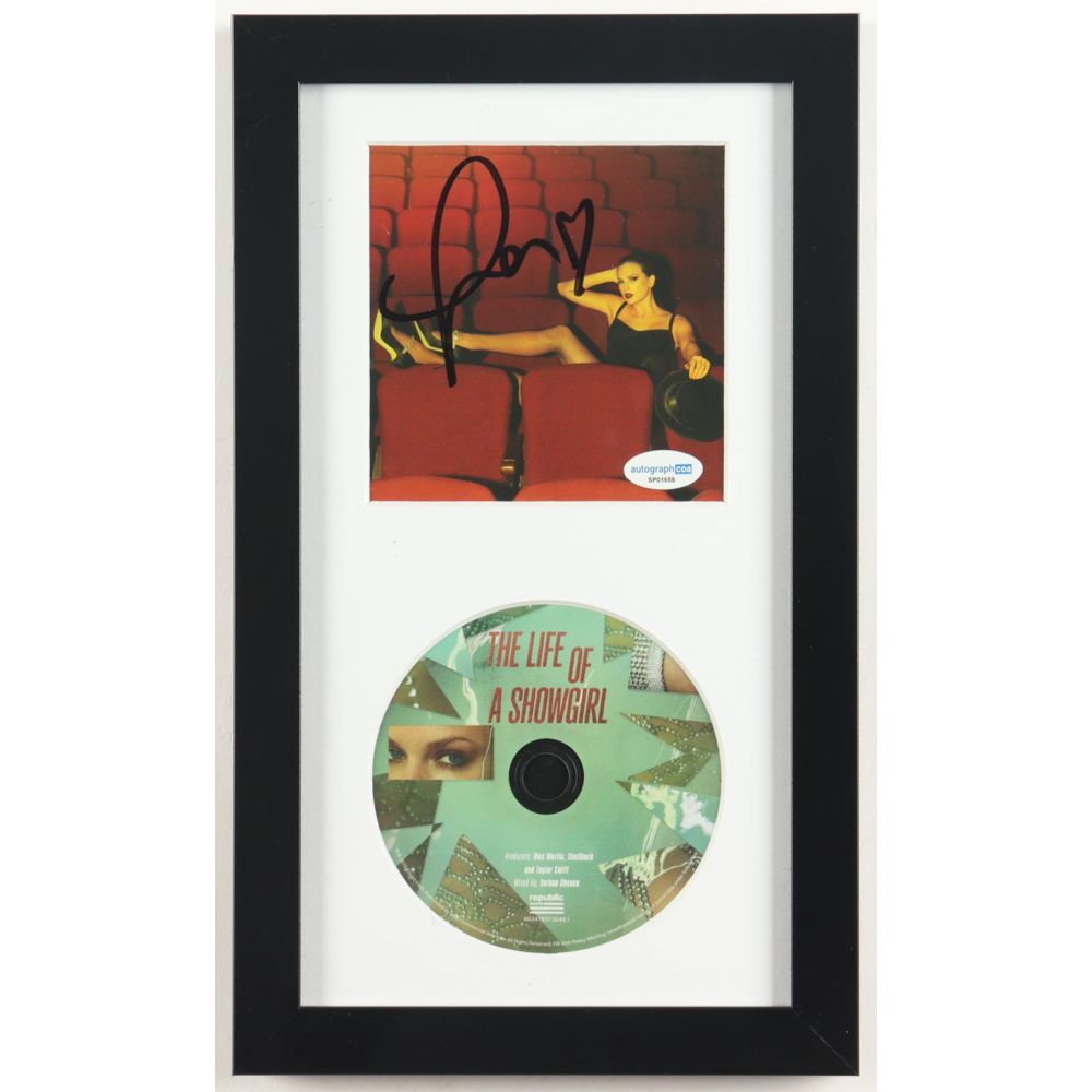 Taylor Swift Signed "The Life of a Showgirl" Custom Framed CD Insert Display (ACOA) at PristineAuction.com