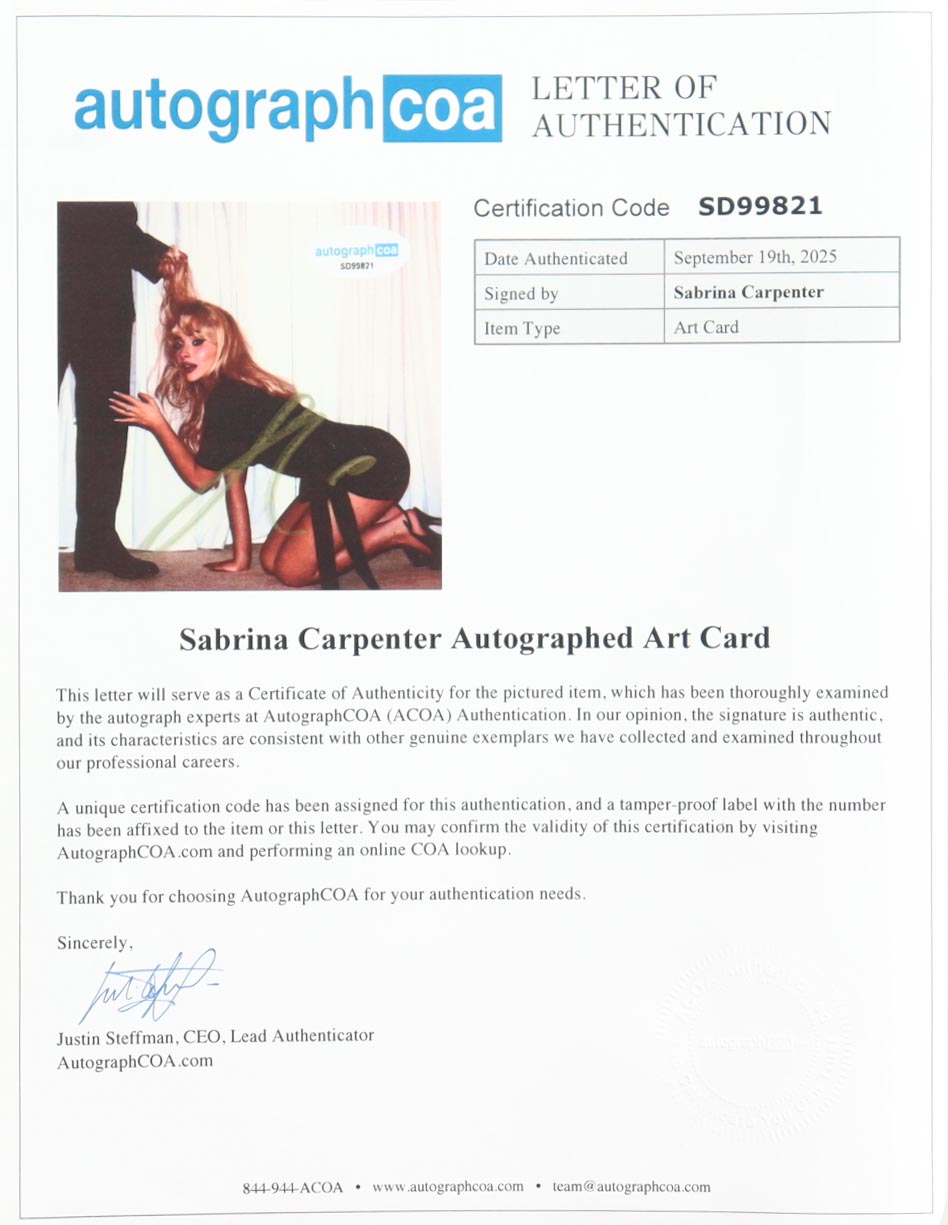 Sabrina Carpenter Signed "Man's Best Friend" Custom Framed CD Insert Display (ACOA) at PristineAuction.com Sabrina Carpenter Signed "Man's Best Friend" Custom Framed CD Insert Display (ACOA) at PristineAuction.com