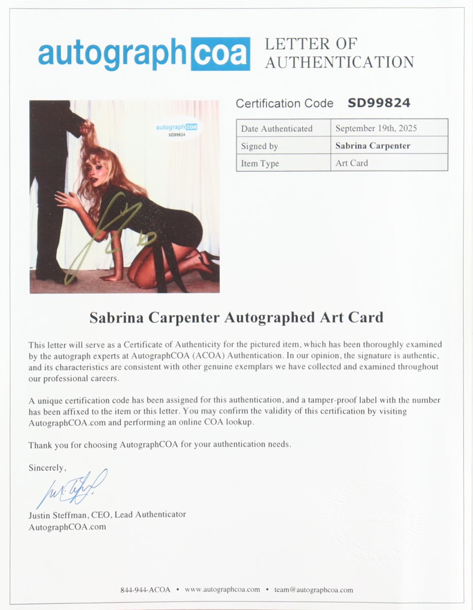 Sabrina Carpenter Signed "Man's Best Friend" Custom Framed CD Insert Display (ACOA) at PristineAuction.com Sabrina Carpenter Signed "Man's Best Friend" Custom Framed CD Insert Display (ACOA) at PristineAuction.com