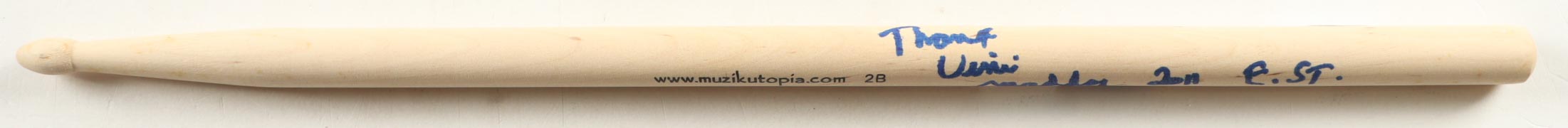 Vini "Mad Dog" Lopez Signed 16" Drum Stick Inscribed "Thanks", "2011" & "E.ST." (JSA) at PristineAuction.com Vini "Mad Dog" Lopez Signed 16" Drum Stick Inscribed "Thanks", "2011" & "E.ST." (JSA) at PristineAuction.com