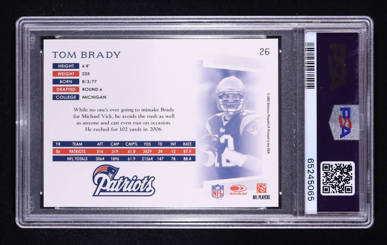 Tom Brady 2007 Donruss Threads #26 (PSA 10) at PristineAuction.com Tom Brady 2007 Donruss Threads #26 (PSA 10) at PristineAuction.com