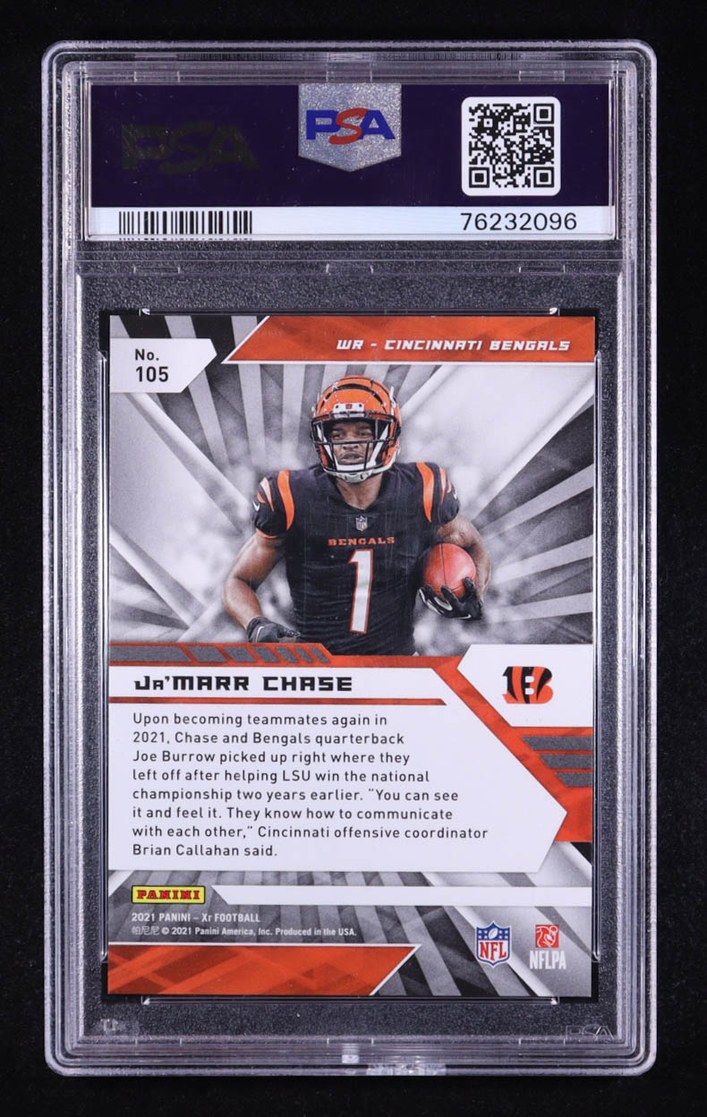 Ja'Marr Chase 2021 Panini XR Red #105 RC #70/249 (PSA 10) at PristineAuction.com Ja'Marr Chase 2021 Panini XR Red #105 RC #70/249 (PSA 10) at PristineAuction.com