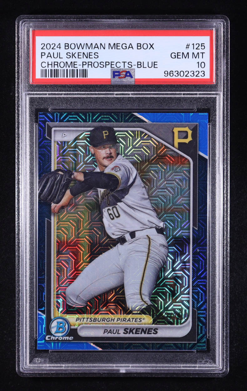 Paul Skenes 2024 Bowman Chrome Prospects Mega Box Blue #BCP125 RC (PSA 10) at PristineAuction.com Paul Skenes 2024 Bowman Chrome Prospects Mega Box Blue #BCP125 RC (PSA 10) at PristineAuction.com