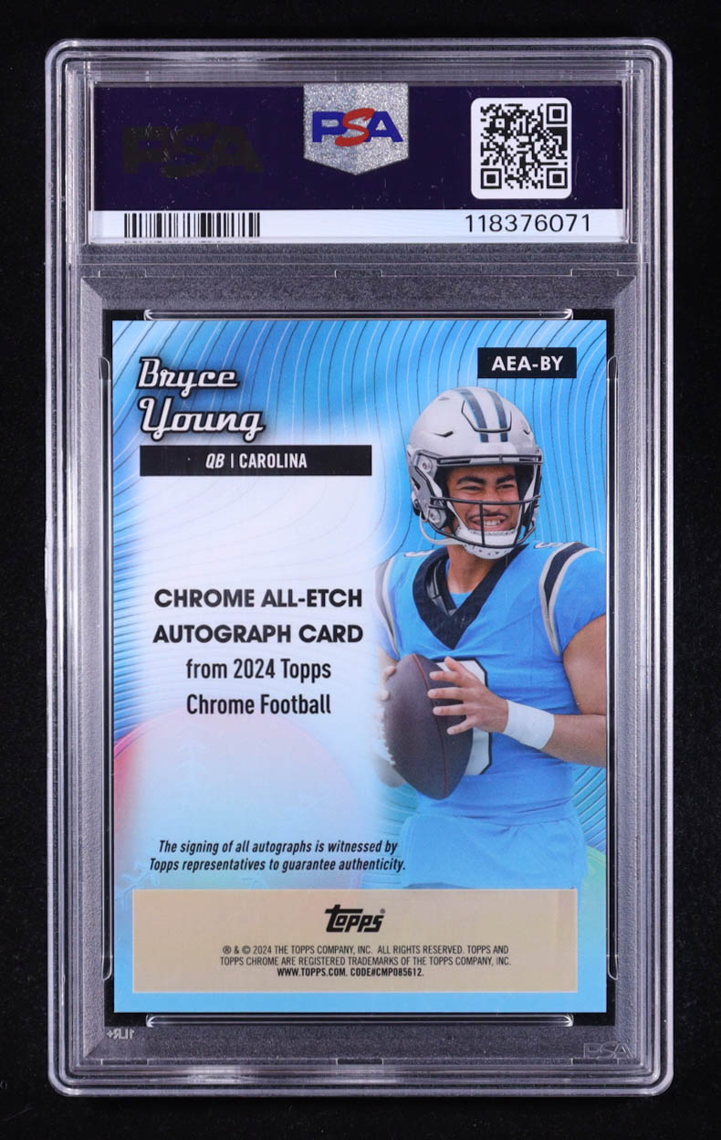Bryce Young 2024 Topps Chrome All-Etch Autographs Red Geometric #AEABY #4/5 (PSA 10) at PristineAuction.com Bryce Young 2024 Topps Chrome All-Etch Autographs Red Geometric #AEABY #4/5 (PSA 10) at PristineAuction.com