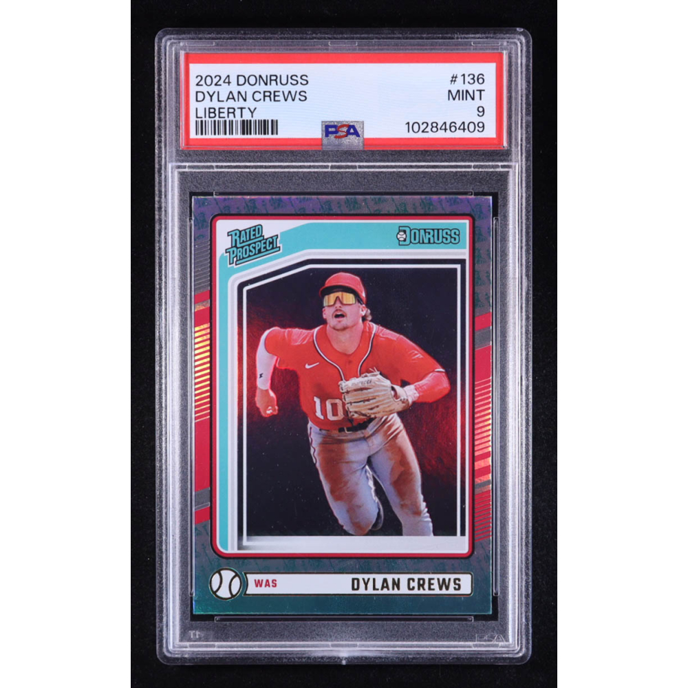 Dylan Crews 2024 Donruss Rated Prospect Liberty #136 RC (PSA 9) at PristineAuction.com