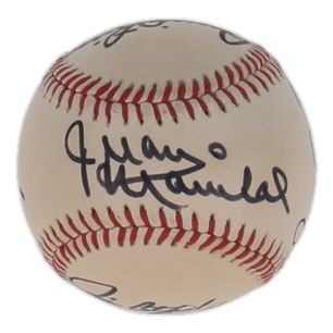 ONL Baseball Signed By (6) with Juan Marichal, Dennis Eckersley, Tom Seaver, Rollie Fingers (JSA) at PristineAuction.com ONL Baseball Signed By (6) with Juan Marichal, Dennis Eckersley, Tom Seaver, Rollie Fingers (JSA) at PristineAuction.com