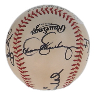 ONL Baseball Signed By (6) with Juan Marichal, Dennis Eckersley, Tom Seaver, Rollie Fingers (JSA) at PristineAuction.com ONL Baseball Signed By (6) with Juan Marichal, Dennis Eckersley, Tom Seaver, Rollie Fingers (JSA) at PristineAuction.com