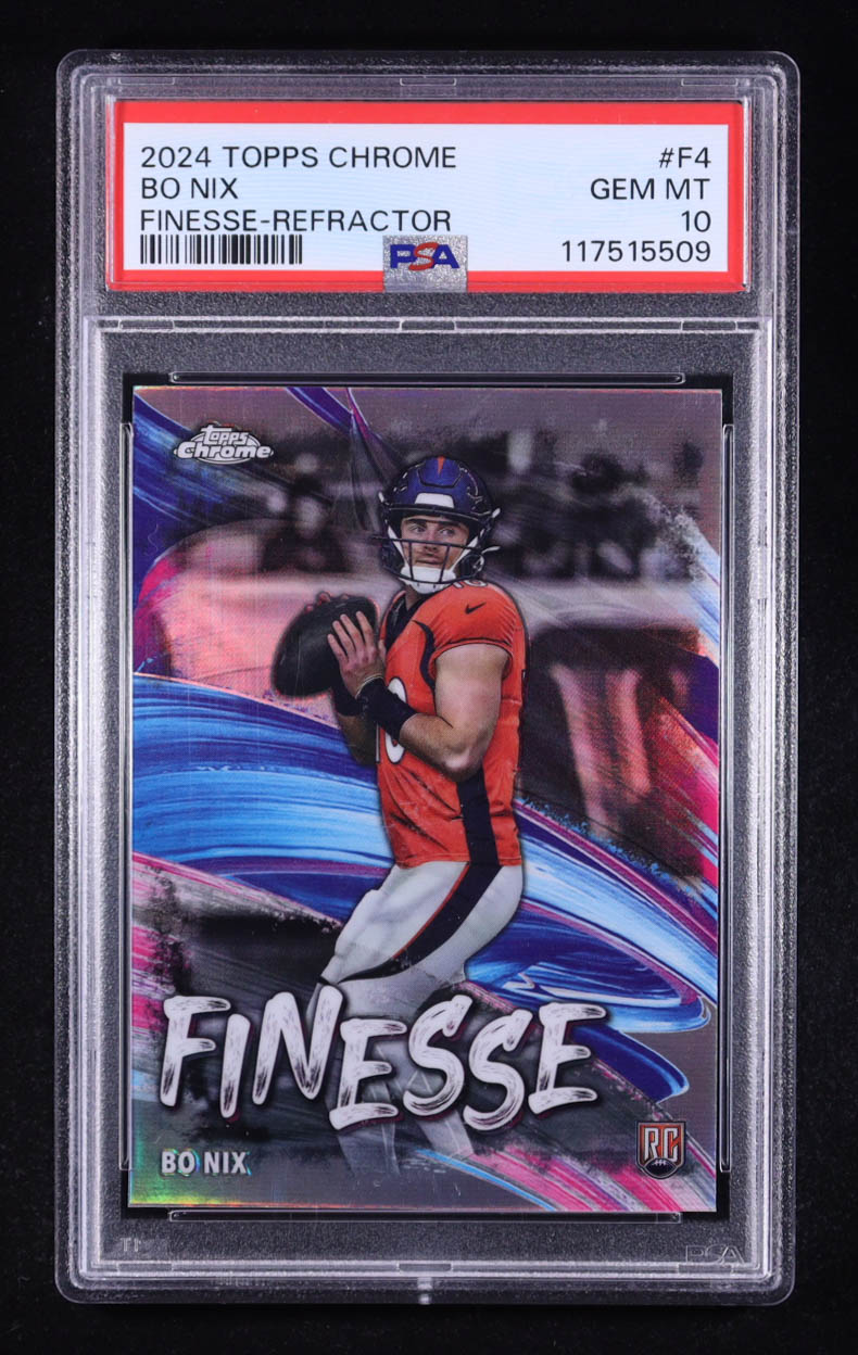 Bo Nix 2024 Topps Chrome Finesse Refractor #F4 RC (PSA 10) at PristineAuction.com Bo Nix 2024 Topps Chrome Finesse Refractor #F4 RC (PSA 10) at PristineAuction.com
