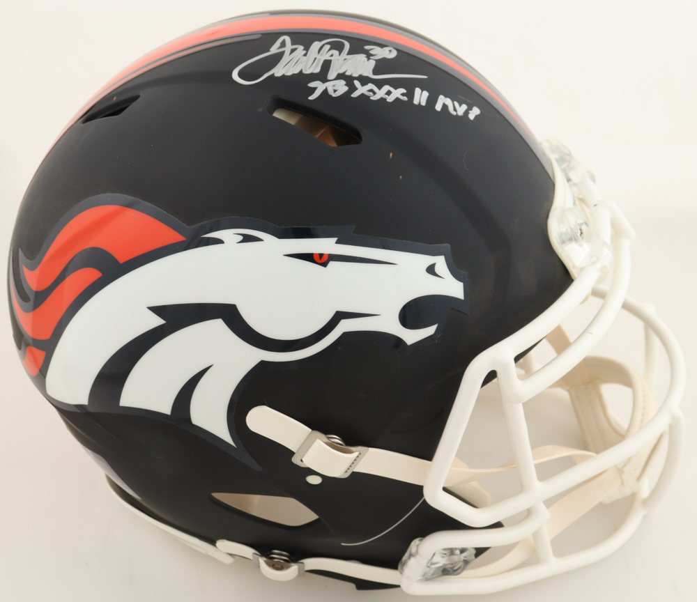 Terrell Davis Signed Broncos Full-Size Authentic On-Field Eclipse Alternate Speed Helmet Inscribed "SB XXXII MVP" (Davis) at PristineAuction.com Terrell Davis Signed Broncos Full-Size Authentic On-Field Eclipse Alternate Speed Helmet Inscribed "SB XXXII MVP" (Davis) at PristineAuction.com
