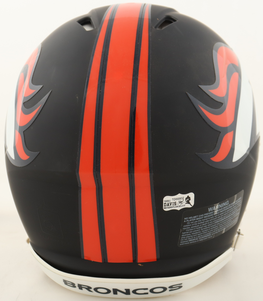 Terrell Davis Signed Broncos Full-Size Authentic On-Field Eclipse Alternate Speed Helmet Inscribed "SB XXXII MVP" (Davis) at PristineAuction.com Terrell Davis Signed Broncos Full-Size Authentic On-Field Eclipse Alternate Speed Helmet Inscribed "SB XXXII MVP" (Davis) at PristineAuction.com