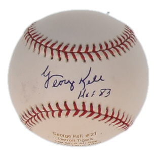 George Kell Signed LE OML Career Stat Engraved Baseball Inscribed "HOF 83" (JSA) at PristineAuction.com George Kell Signed LE OML Career Stat Engraved Baseball Inscribed "HOF 83" (JSA) at PristineAuction.com