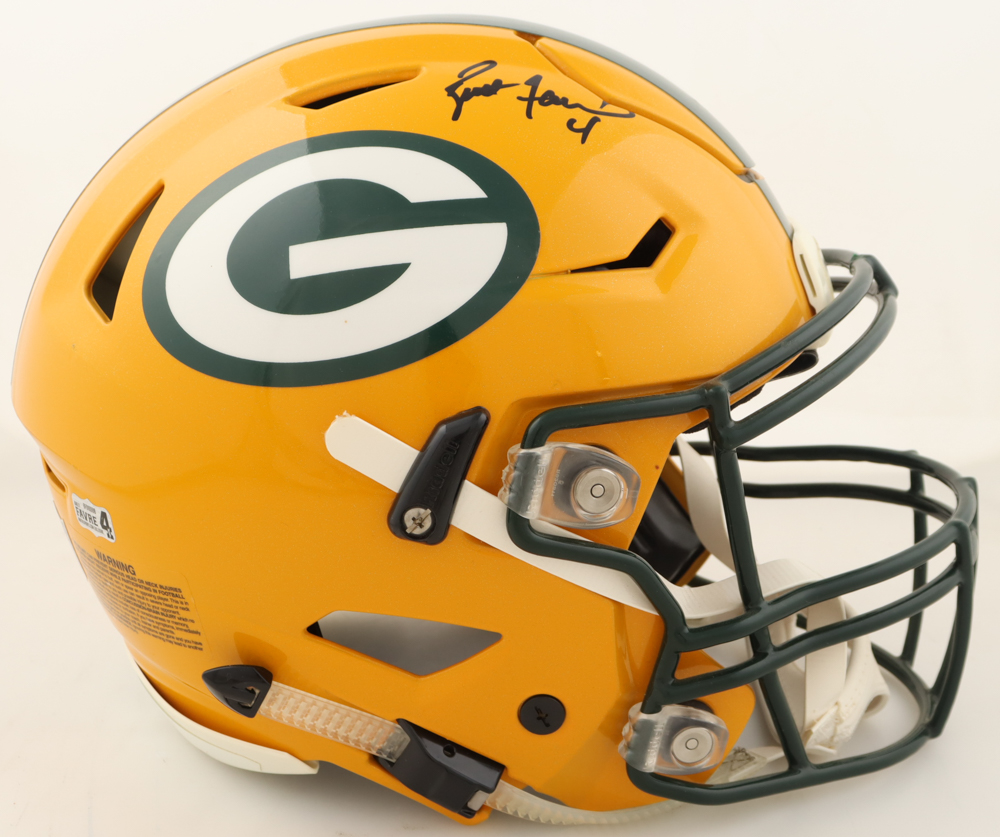 Brett Favre Signed Packers Full-Size Authentic On-Field SpeedFlex Helmet (Favre) at PristineAuction.com Brett Favre Signed Packers Full-Size Authentic On-Field SpeedFlex Helmet (Favre) at PristineAuction.com