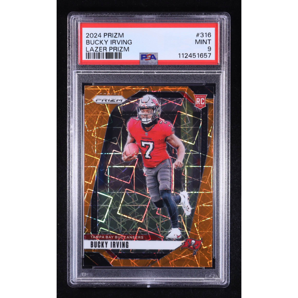 Bucky Irving 2024 Panini Prizm Prizms Lazer #316 RC (PSA 9) at PristineAuction.com