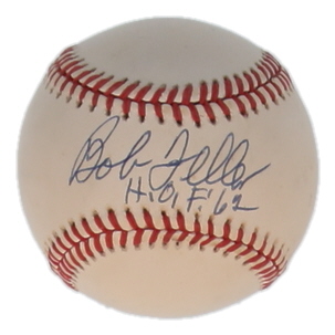 Bob Feller Signed OAL Baseball Inscribed "H.O.F. '62" (JSA) at PristineAuction.com Bob Feller Signed OAL Baseball Inscribed "H.O.F. '62" (JSA) at PristineAuction.com