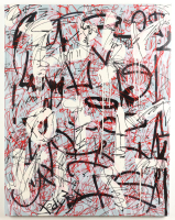 "Conflicting Lines #20" 2021 30x28 Original Painting on Canvas by Tadas Zaicikas | TedyZet (Zaicikas) at PristineAuction.com