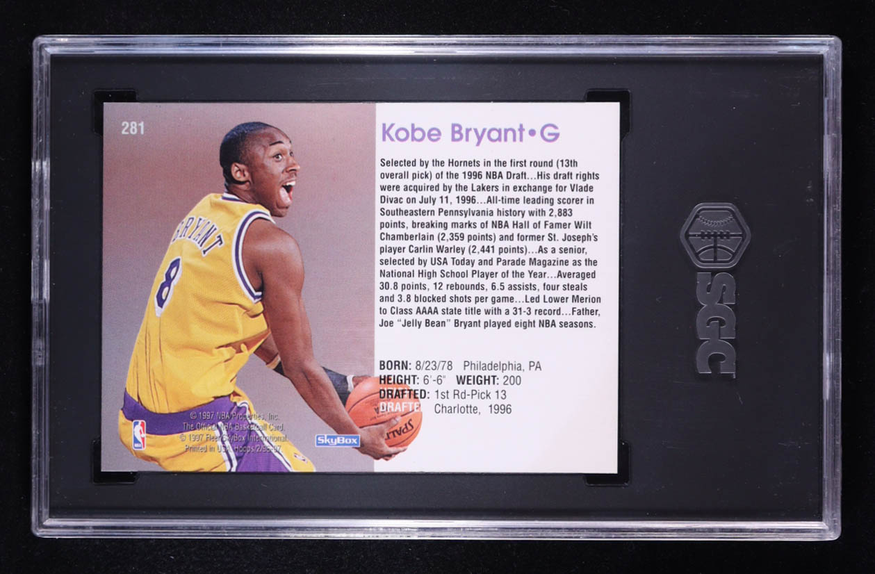 Kobe Bryant 1996-97 Hoops #281 RC (SGC 9) at PristineAuction.com Kobe Bryant 1996-97 Hoops #281 RC (SGC 9) at PristineAuction.com