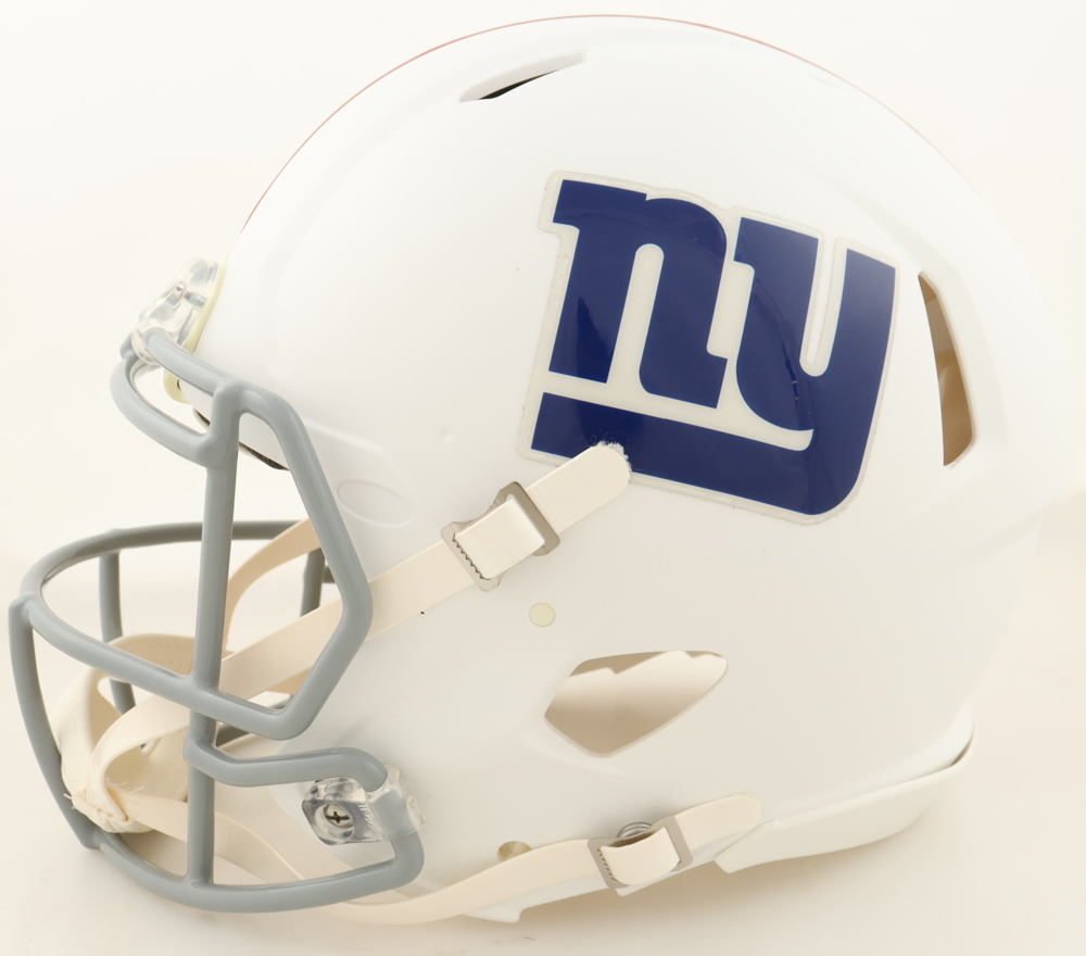 Saquon Barkley Signed Giants Full-Size Authentic On-Field Speed Helmet Inscribed "2018 OROY" (Beckett) at PristineAuction.com Saquon Barkley Signed Giants Full-Size Authentic On-Field Speed Helmet Inscribed "2018 OROY" (Beckett) at PristineAuction.com