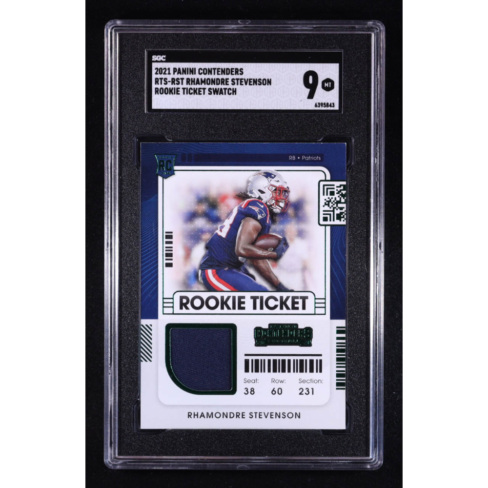 Rhamondre Stevenson 2021 Panini Contenders Rookie Ticket Swatches #33 RC (SGC 9) at PristineAuction.com Rhamondre Stevenson 2021 Panini Contenders Rookie Ticket Swatches #33 RC (SGC 9) at PristineAuction.com
