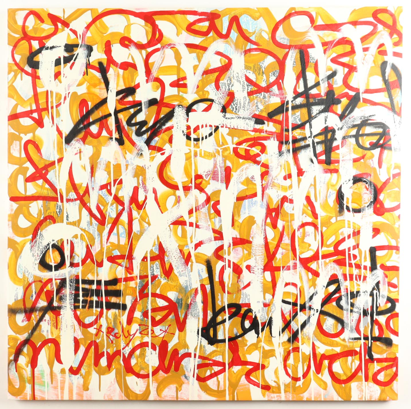 "Unrecognized Letter #1" 2021 36x36 Original Painting on Canvas by Tadas Zaicikas | TedyZet (Zaicikas) at PristineAuction.com "Unrecognized Letter #1" 2021 36x36 Original Painting on Canvas by Tadas Zaicikas | TedyZet (Zaicikas) at PristineAuction.com