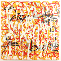 "Unrecognized Letter #1" 2021 36x36 Original Painting on Canvas by Tadas Zaicikas | TedyZet (Zaicikas) at PristineAuction.com