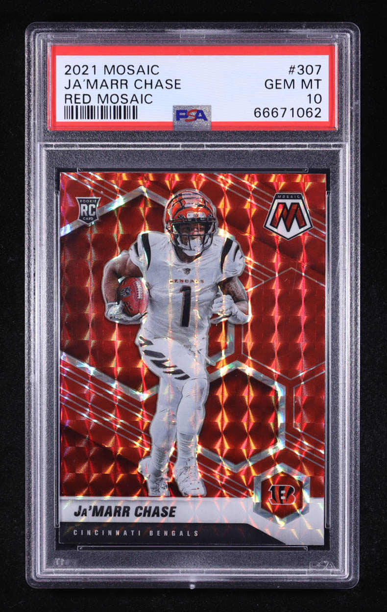 Ja'Marr Chase 2021 Mosaic Mosaic Red #307 (PSA 10) at PristineAuction.com Ja'Marr Chase 2021 Mosaic Mosaic Red #307 (PSA 10) at PristineAuction.com