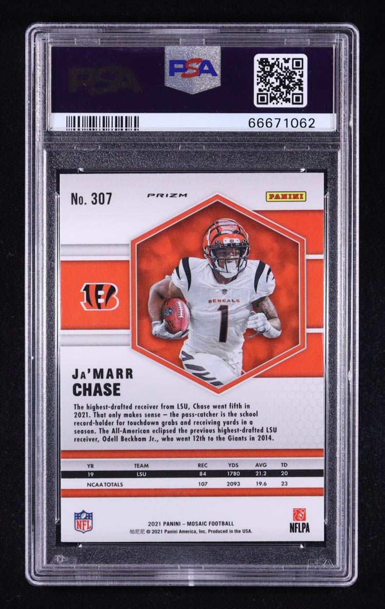 Ja'Marr Chase 2021 Mosaic Mosaic Red #307 (PSA 10) at PristineAuction.com Ja'Marr Chase 2021 Mosaic Mosaic Red #307 (PSA 10) at PristineAuction.com