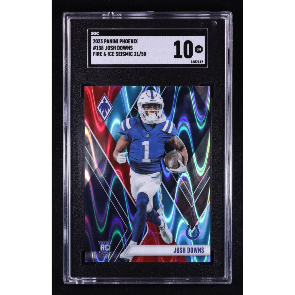 Josh Downs 2023 Panini Phoenix Fire and Ice Seismic #138 #21/50 RC (SGC 10) at PristineAuction.com