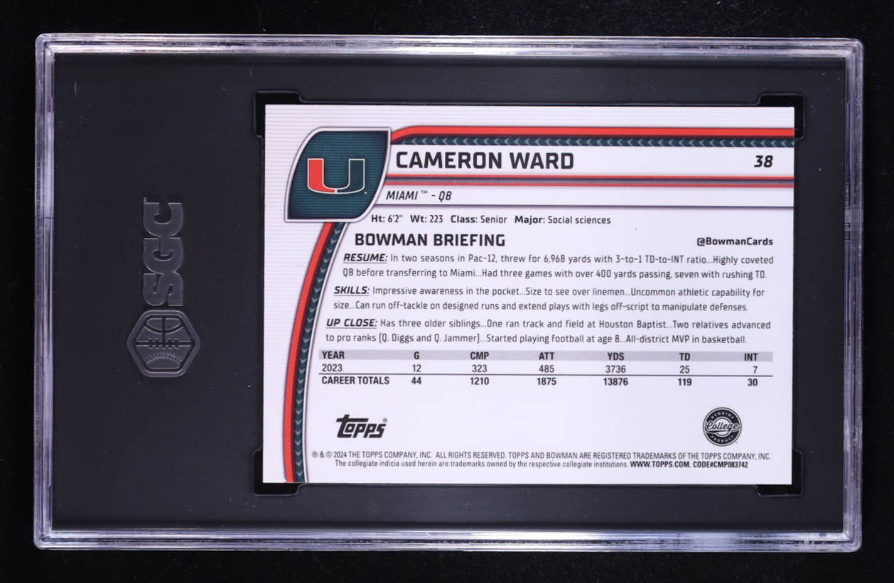 Cameron Ward 2024 Bowman University Chrome #38 RC (SGC 9.5) at PristineAuction.com Cameron Ward 2024 Bowman University Chrome #38 RC (SGC 9.5) at PristineAuction.com