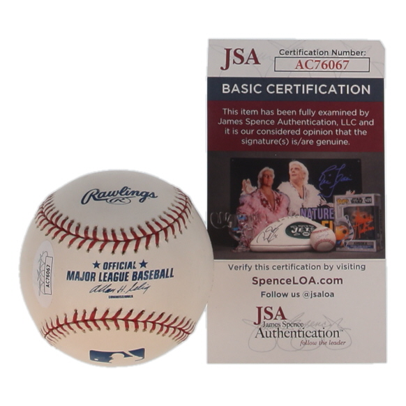 Jim Bunning Signed LE OML Career Stat Engraved Baseball Inscribed "HOF 96" (JSA) at PristineAuction.com Jim Bunning Signed LE OML Career Stat Engraved Baseball Inscribed "HOF 96" (JSA) at PristineAuction.com